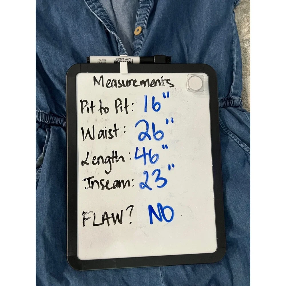 Cat & Jack Jumpsuit Denim Button Front Elastic Waist Casual Blue Girls L 10/12